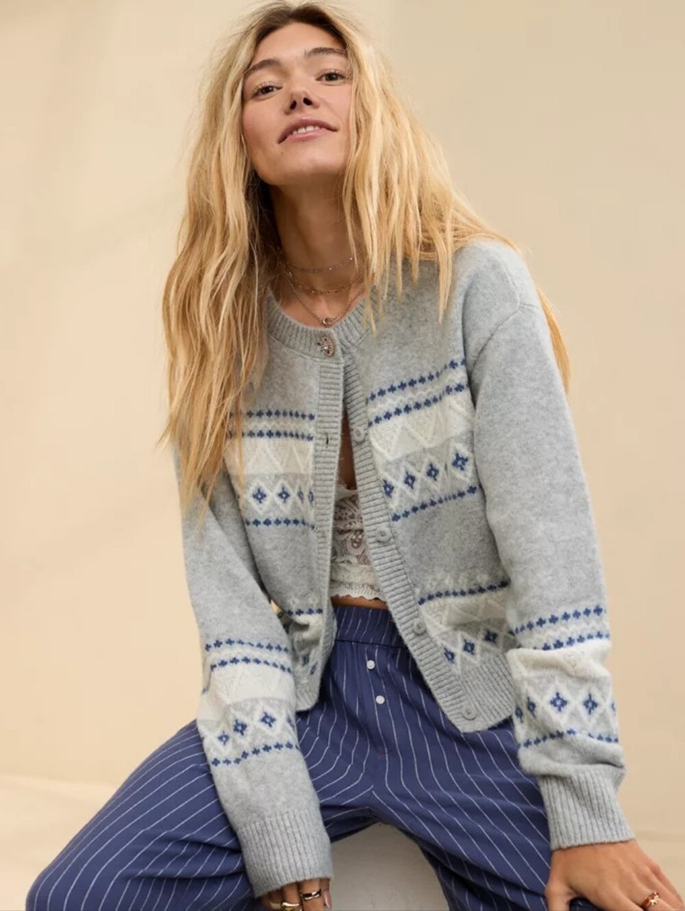 Aerie unREAL Fairisle Cardigan